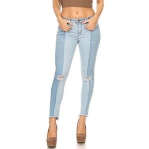 Two-Tone Distressed Jeans